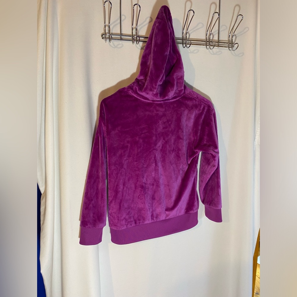 Adidas Fuchsia Purple Fuzzy Soft Hoodie Sweatshirt Girls Size medium - Picture 5 of 7